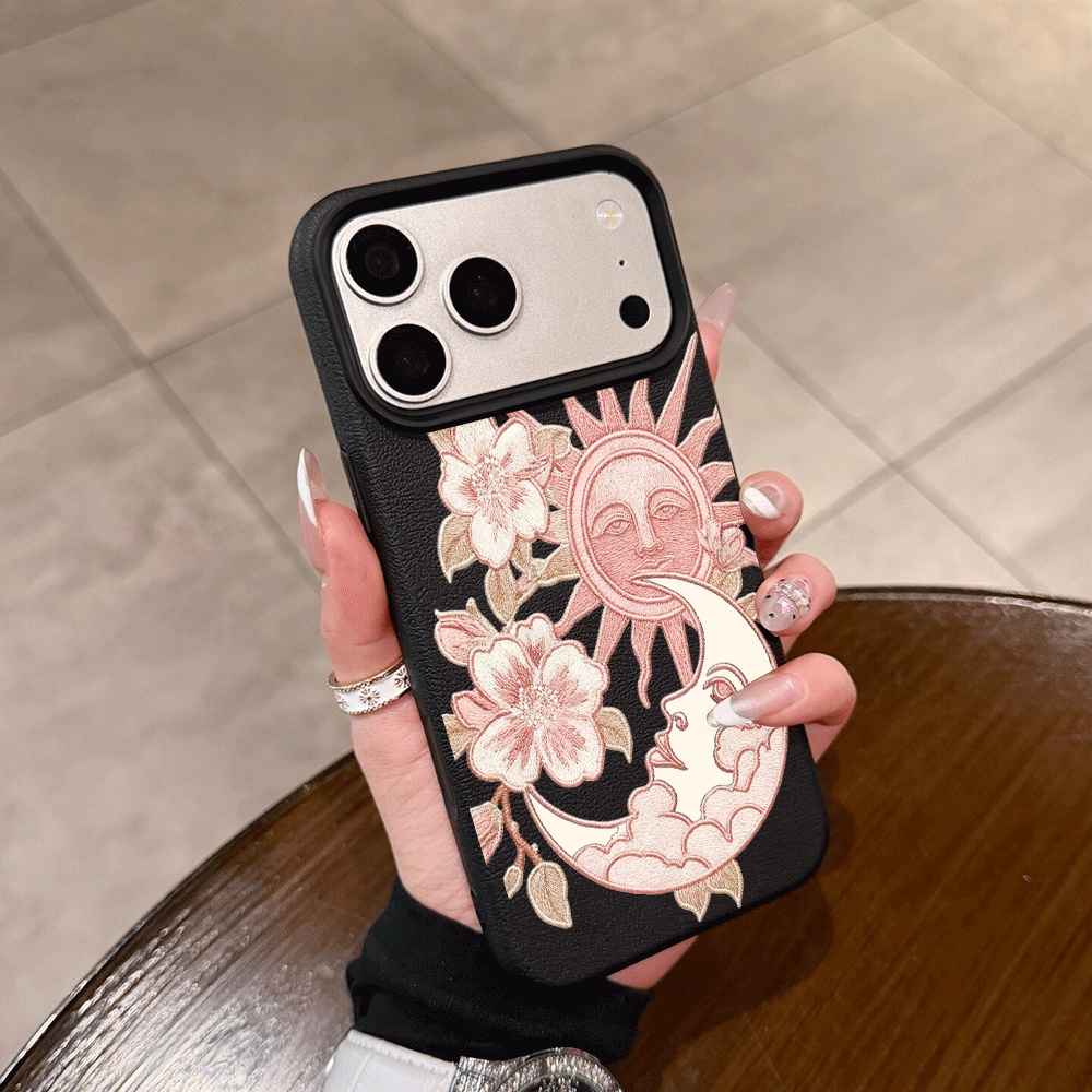 Phone Accessories To Sell - İşlemeli Güneş Ay Telefon Kılıfı iPhone