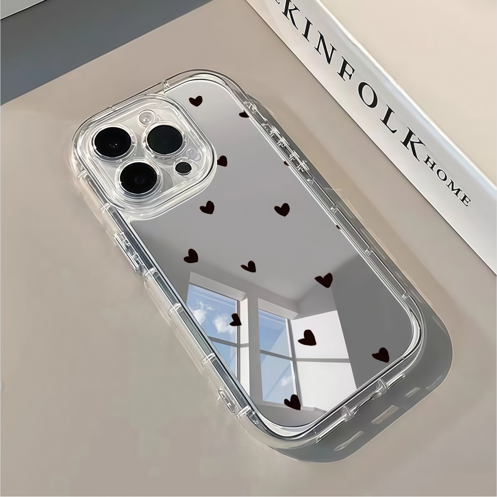 Phone Accessories To Sell - Taze Tatlı Siyah Aşk Kalpli Aynalı