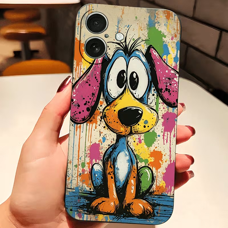 Phone Accessories To Sell - Graffiti Renkli Köpek Yavrusu TPU Telefon