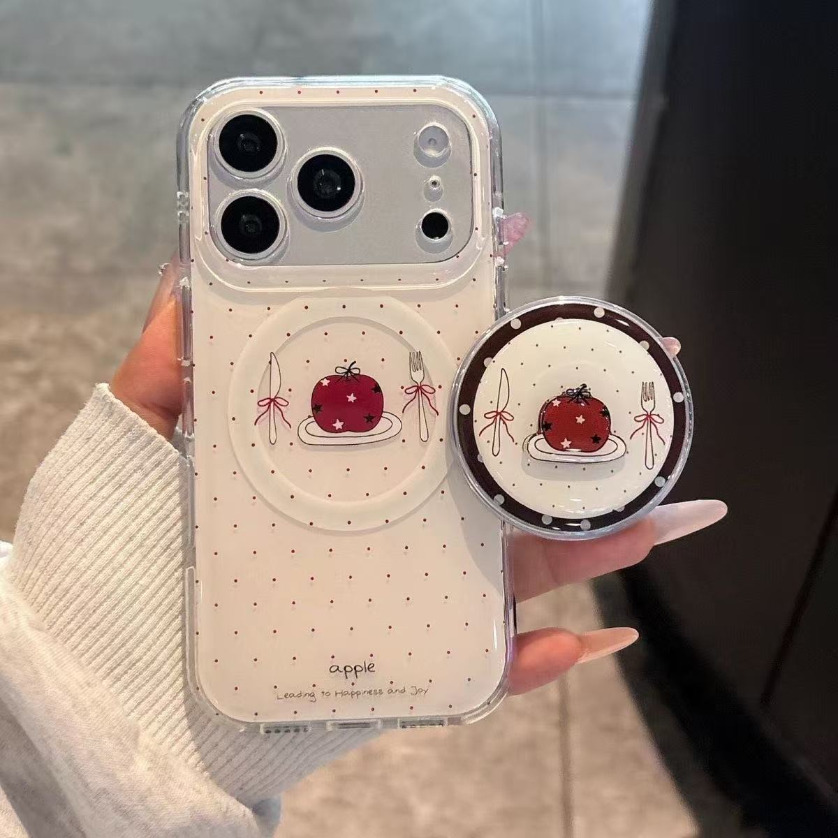 Phone Accessories Stand - Vintage Kırmızı Elma Telefonu Manyetik Kavrama