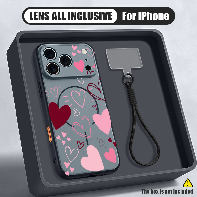Lanyard Phone Strap - Aşk Kalpli Desenli Manyetik Telefon Kılıfı