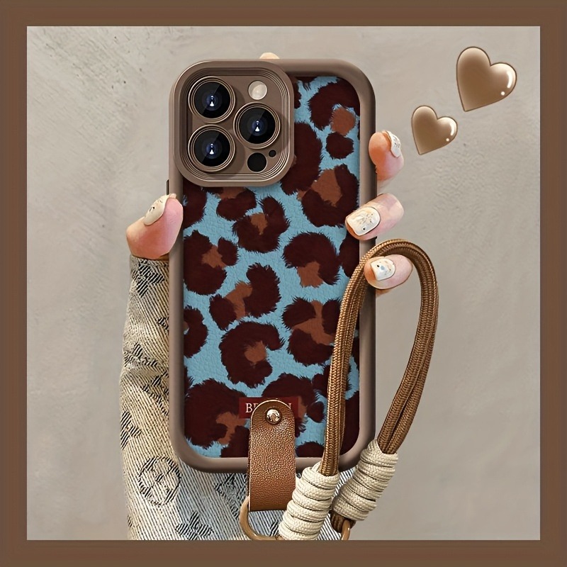 Retro Mavi Leopar Desenli Kord - Lanyard Phone Strap incelemesi ve fiyatı