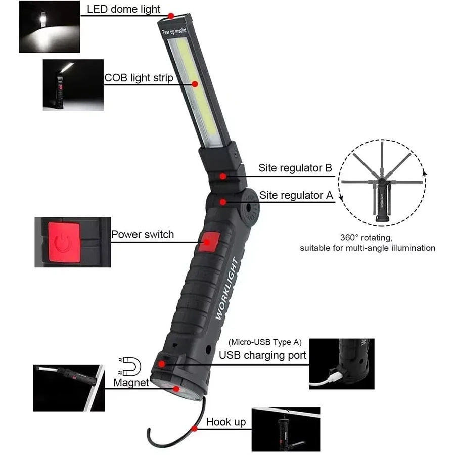 Yeni Taşınabilir COB LED El Fe - Type C Adapter incelemesi ve fiyatı